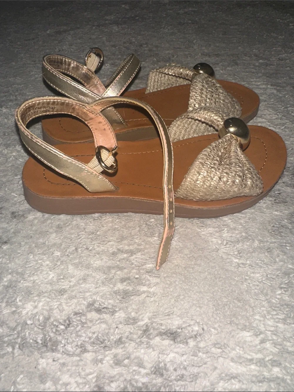 Steve Madden Girls Metallic Gold Bow Sandals